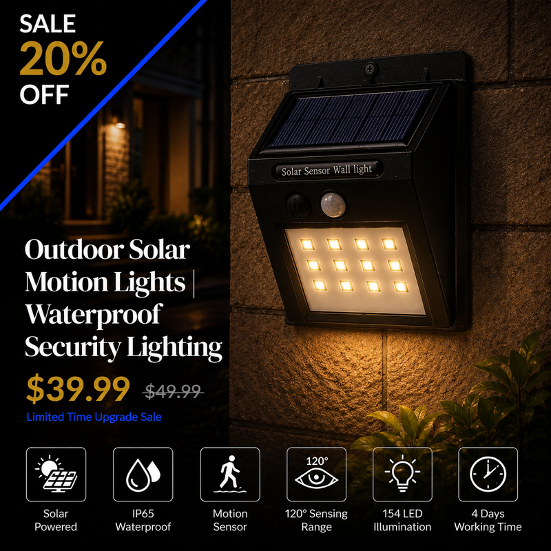 Outdoor Solar Motion Lights | Waterproof Security Lighting