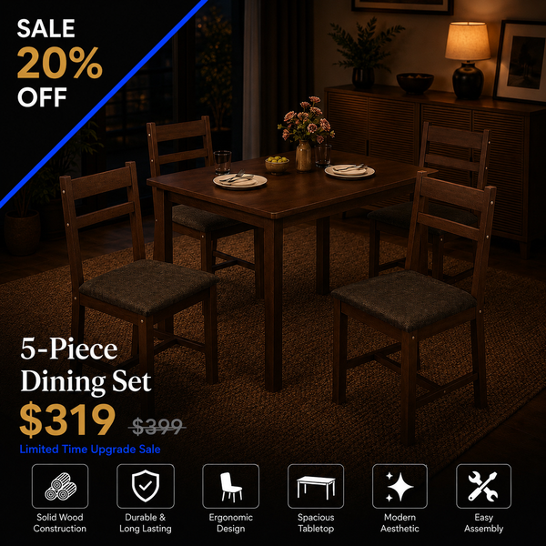 Modern Gray Walnut Dining Table Set | Space-Saving Furniture
