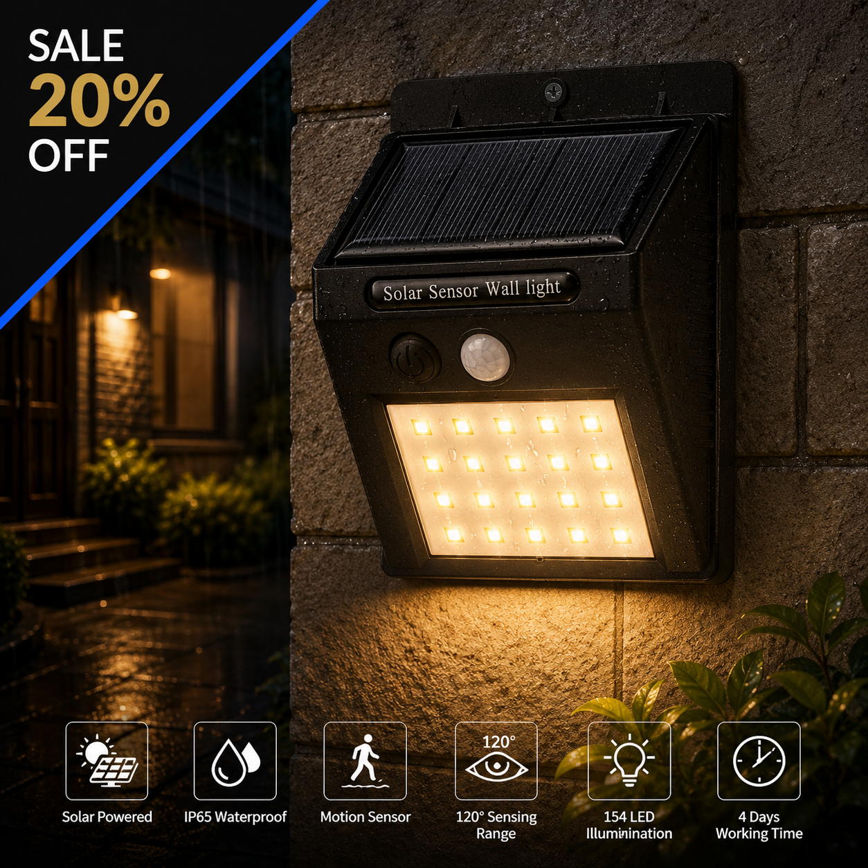 Outdoor Solar Motion Lights | Waterproof Security Lighting