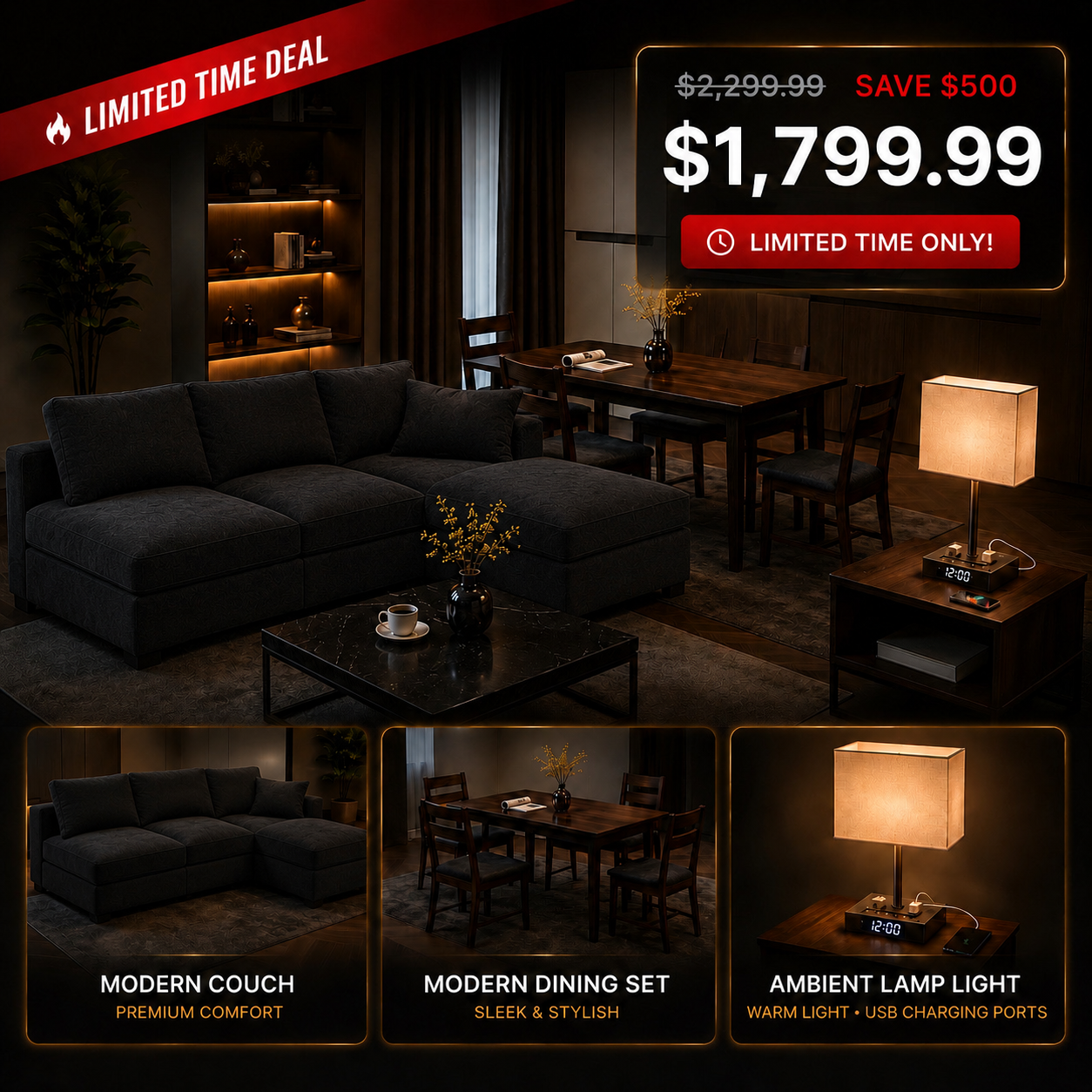 Luxury Smart Home Setup Bundle | Modern Furniture & Smart Living Kit