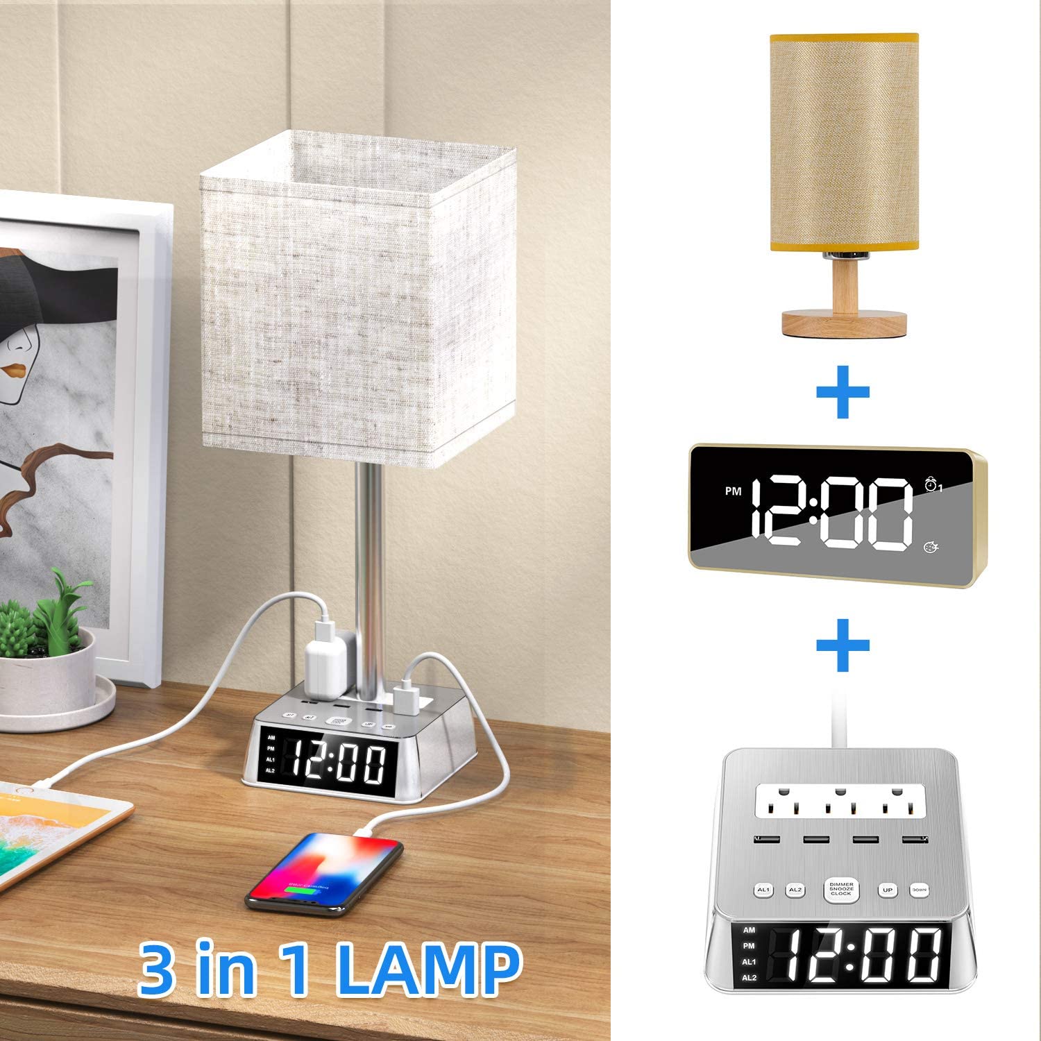 Night Stand  Lamp with Charging Station | Modern Smart Home Lamp
