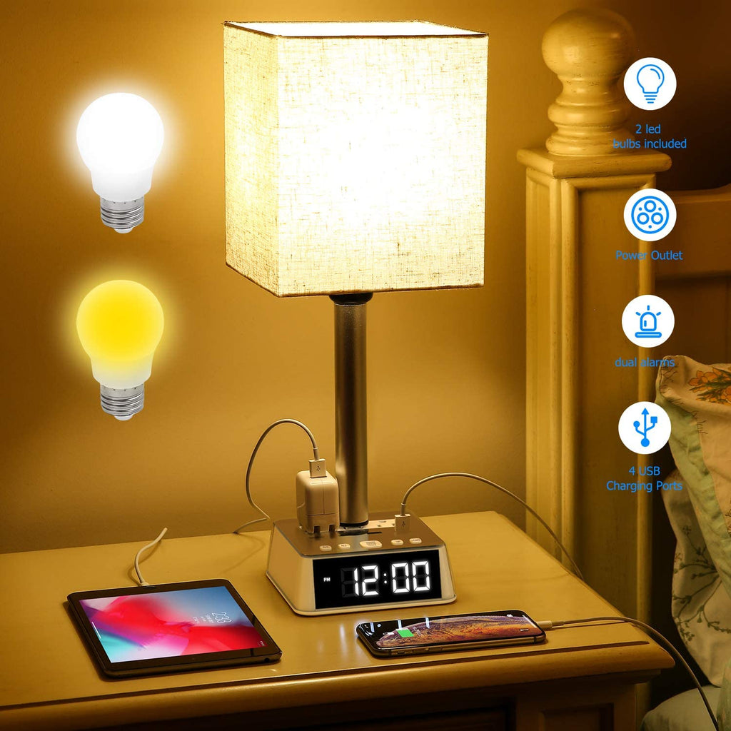 Night Stand  Lamp with Charging Station | Modern Smart Home Lamp