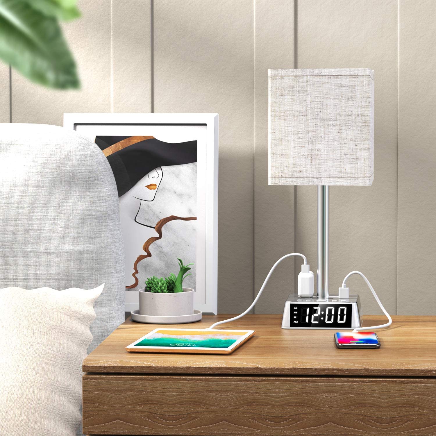Night Stand  Lamp with Charging Station | Modern Smart Home Lamp