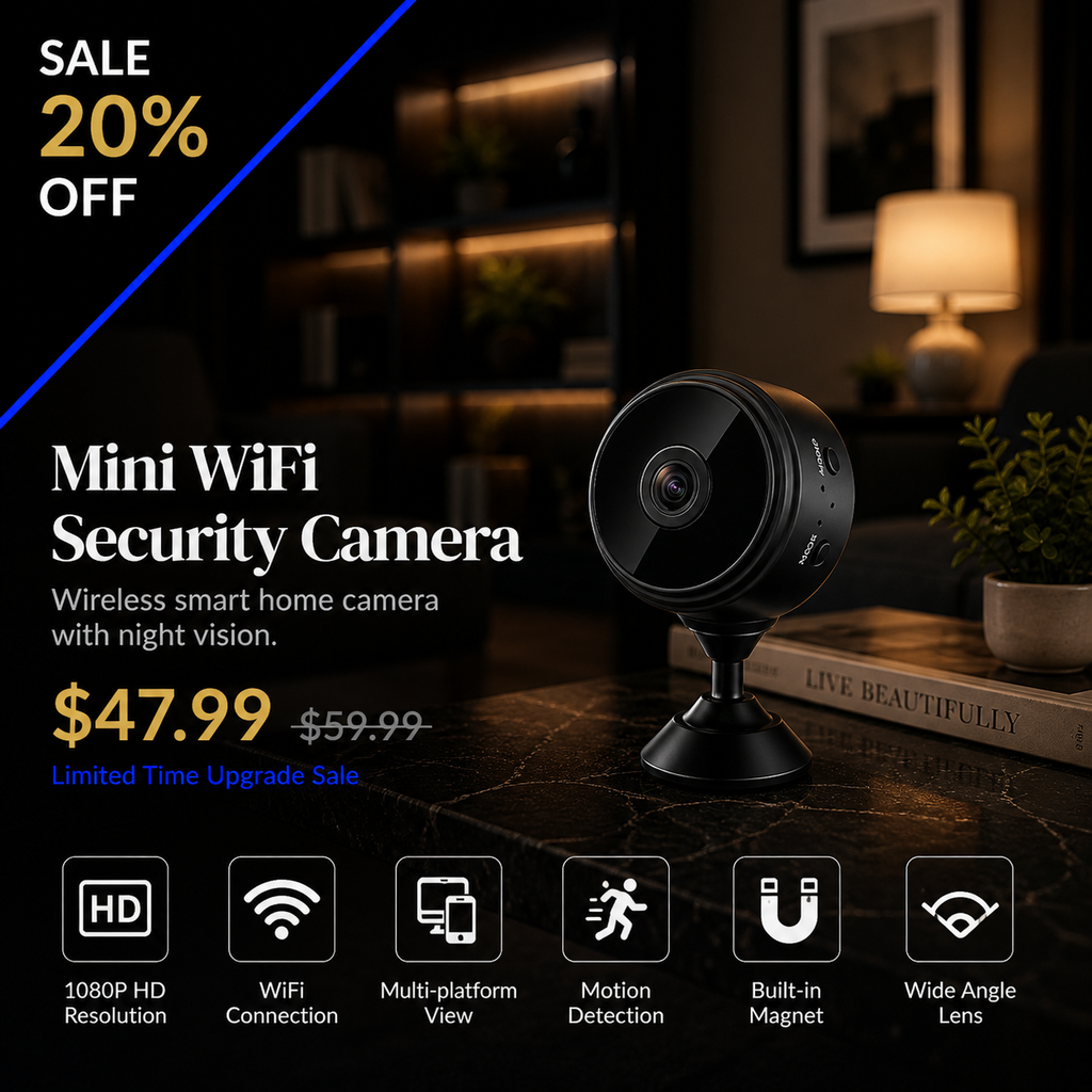 Mini WiFi Security Camera | Wireless Smart Home Camera | Night Vision
