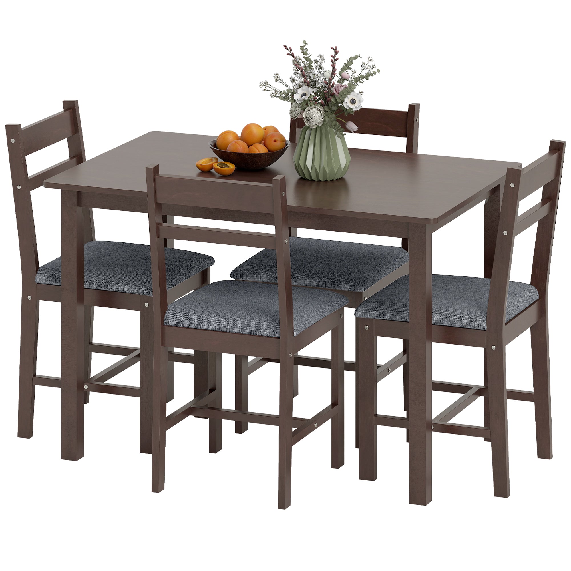 Modern Gray Walnut Dining Table Set | Space-Saving Furniture