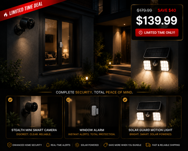 Smart Home Security Bundle | Camera, Alarm & Motion Light Kit