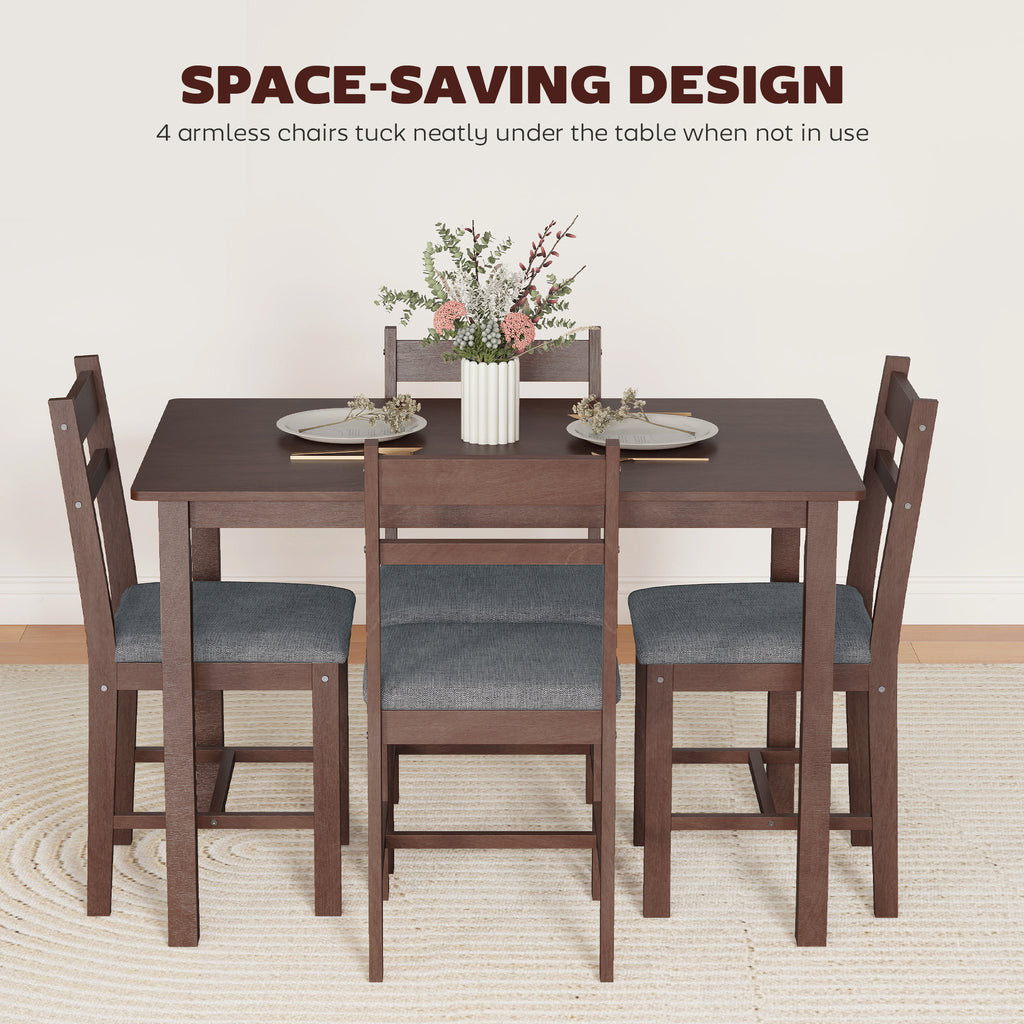 Modern Gray Walnut Dining Table Set | Space-Saving Furniture